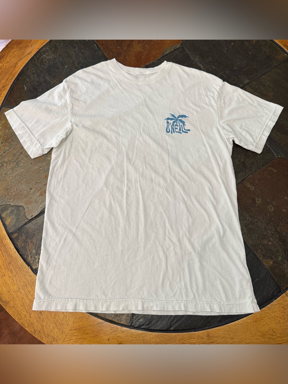 O'Neill White Short-Sleeve Tee with Blue Palm Logo